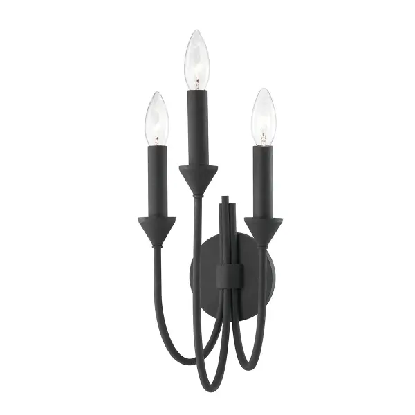 Cate Three Light Wall Sconce in Forged Iron
