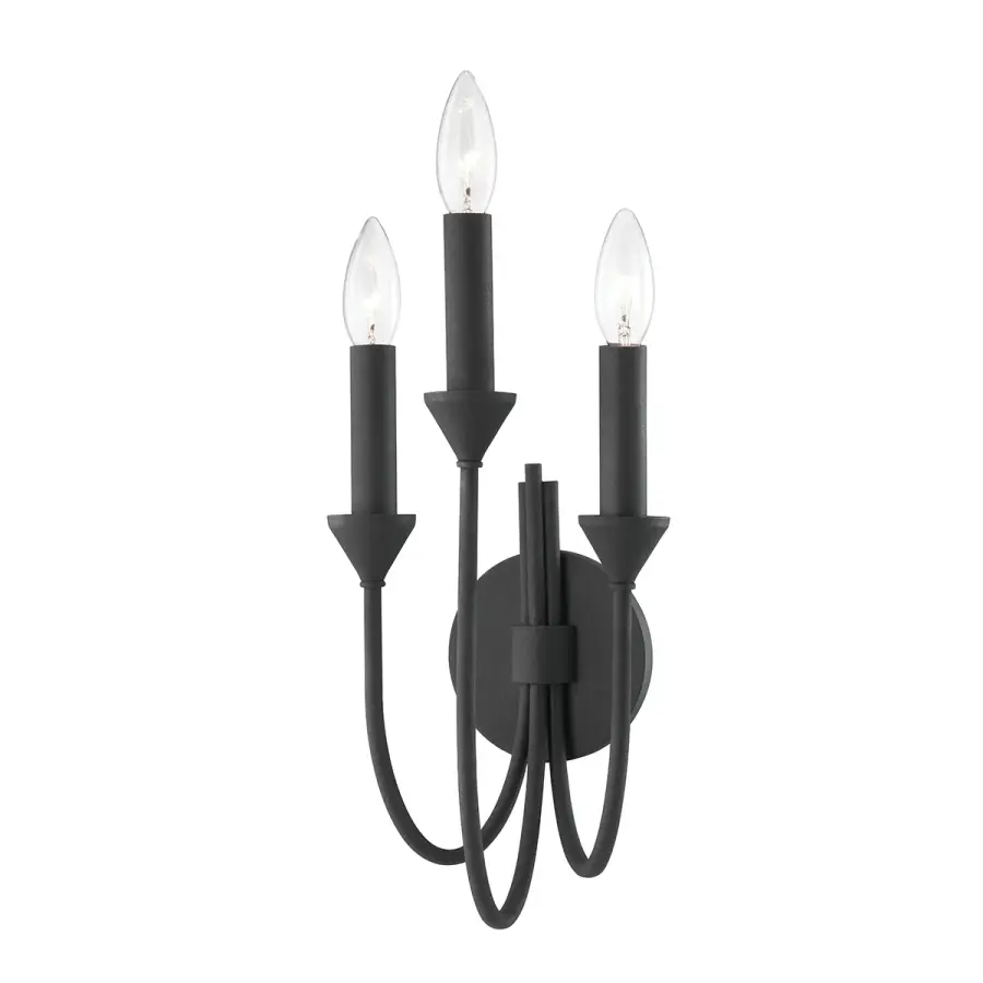 Cate Three Light Wall Sconce in Forged Iron