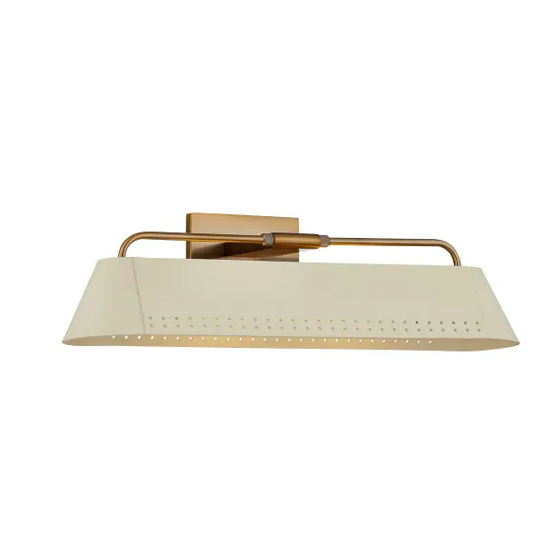 The Rowan picture light combines form and function with its tapered racetrack shape and perforated Soft Sand shade. The small perforations create an enhanced wash of light while adding visual interest. Ideal for illuminating artwork or accent walls.