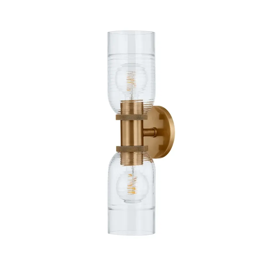 Redding Two Light Wall Sconce in Patina Brass