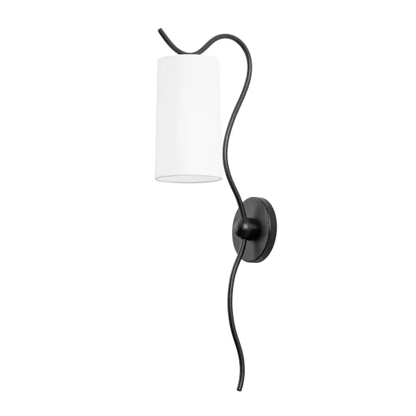 The Igneous sconce balances whimsical, flowing lines with the gravitas of Forged Iron finish. Its slim 4.75-inch profile makes it ideal for tight spaces or dramatic multiples in larger rooms. The natural linen shade softens the dark metal.