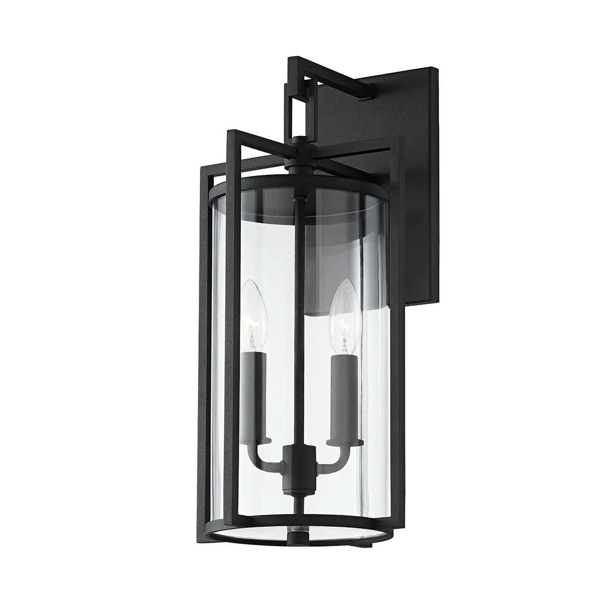 Percy Two Light Outdoor Wall Sconce in Textured Black