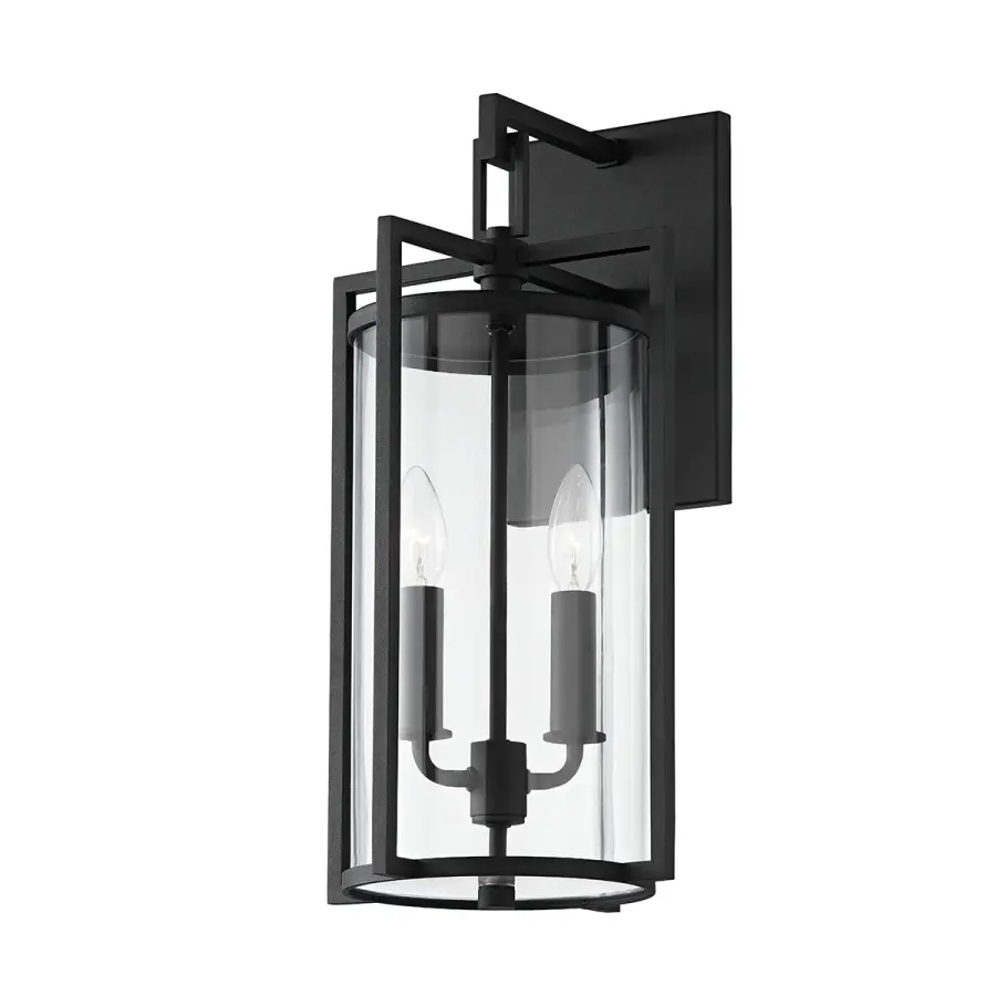 Percy Two Light Outdoor Wall Sconce in Textured Black