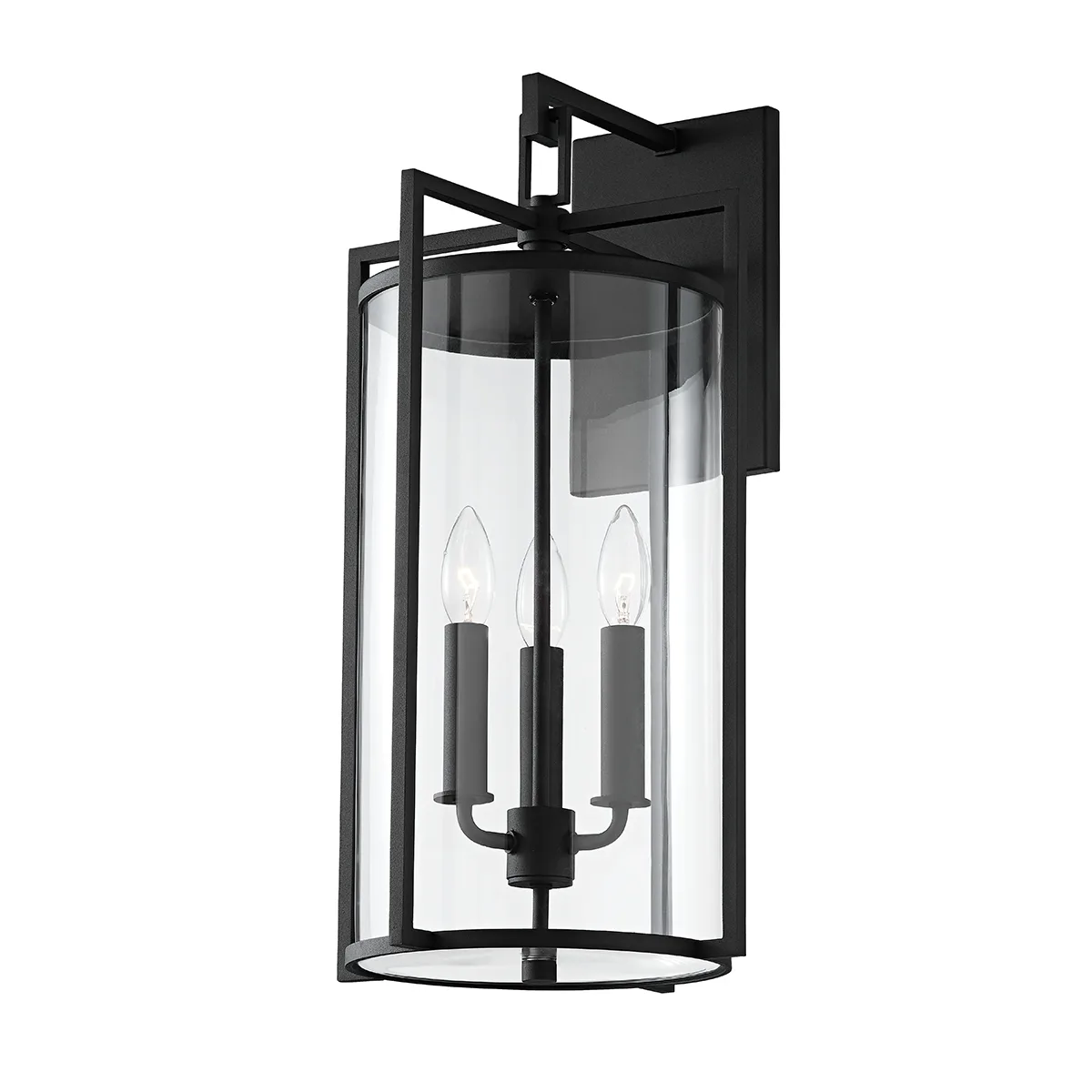 Percy Three Light Outdoor Wall Sconce in Textured Black