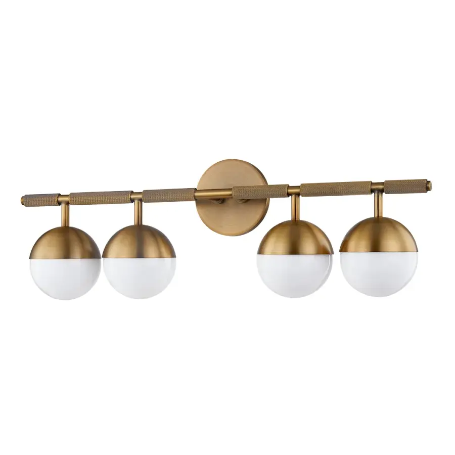 Enson Four Light Bath and Vanity in Patina Brass
