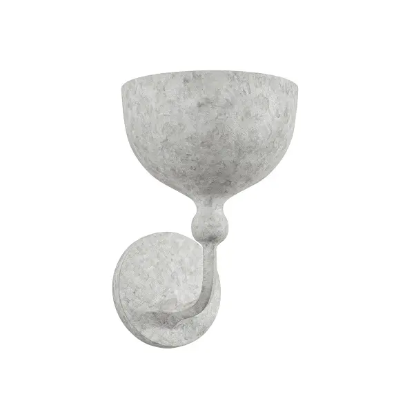 The Paget sconce brings sculptural elegance with its chalice-shaped silhouette and tactile Weathered White finish. The plaster-like texture and decorative sphere accent create dramatic uplighting that bridges ancient and modern aesthetics.