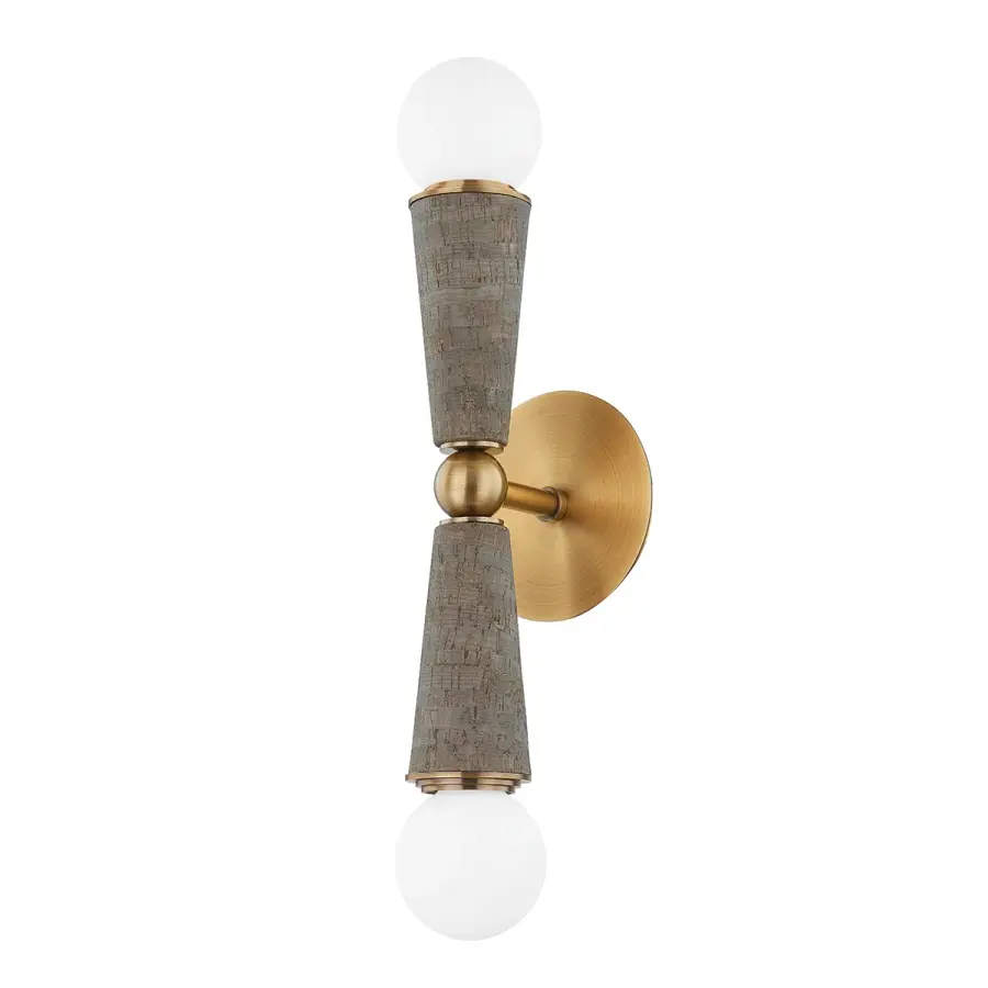 Dax Two Light Wall Sconce in Patina Brass