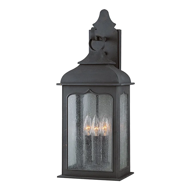 Henry Street Three Light Wall Lantern in Textured Bronze