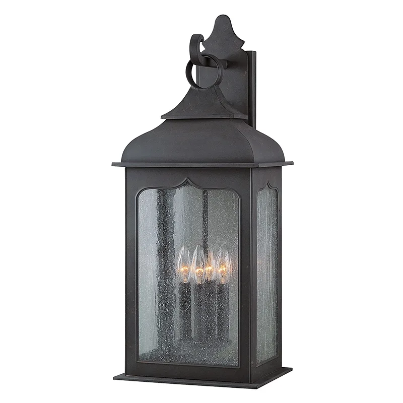 Henry Street Four Light Wall Lantern in Textured Bronze