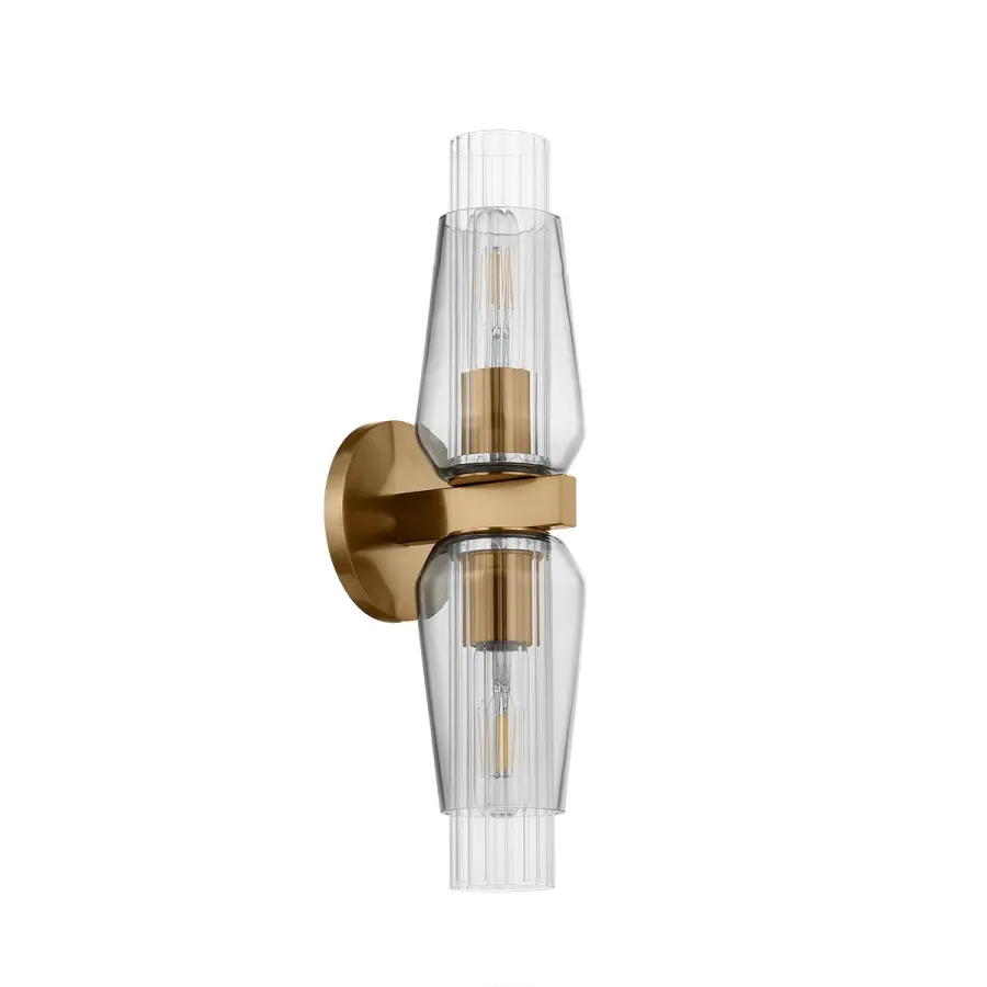 Rex Two Light Wall Sconce in Patina Brass