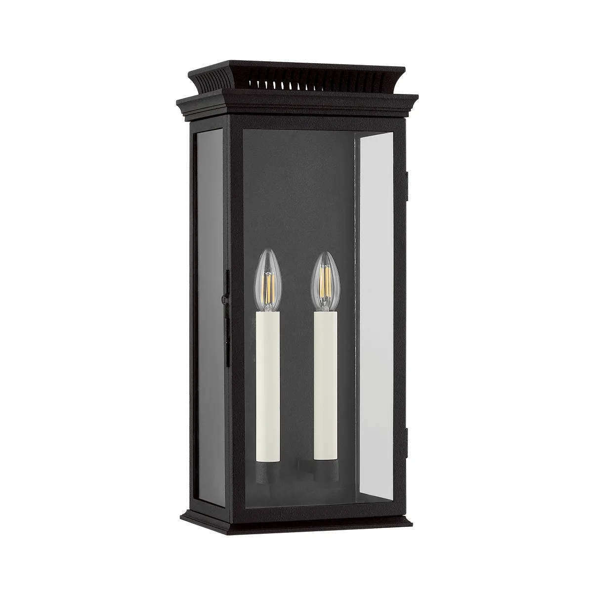 Louie Two Light Outdoor Wall Sconce in Forged Iron