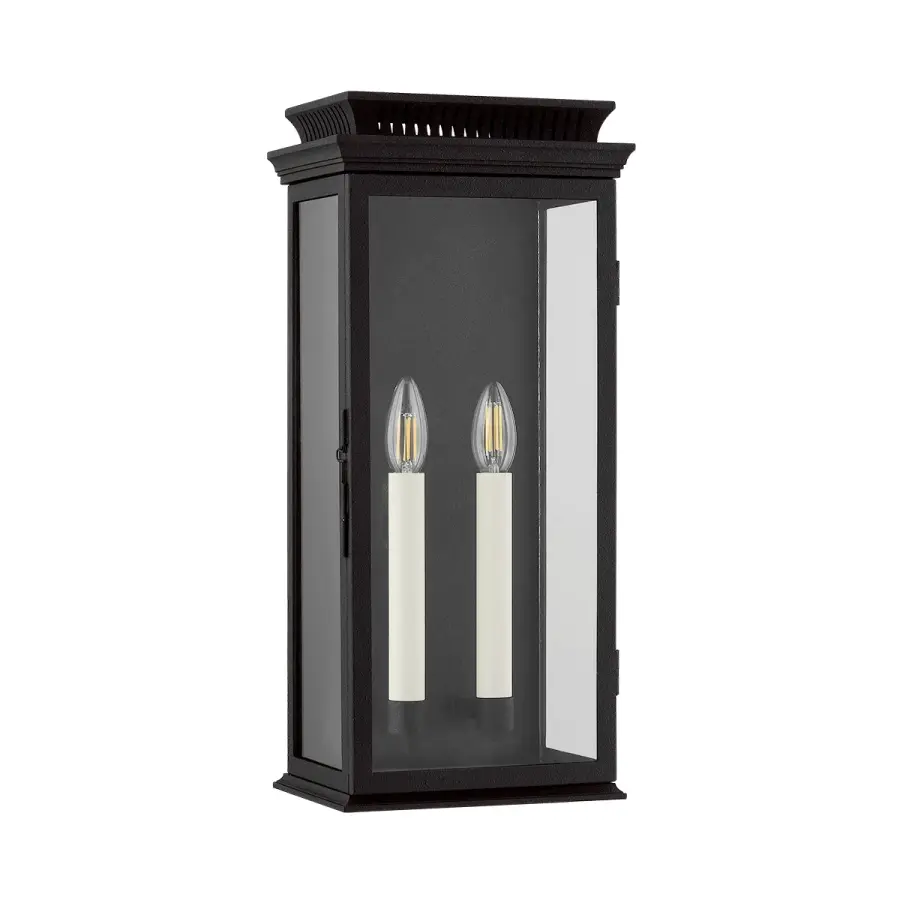 Louie Two Light Outdoor Wall Sconce in Forged Iron
