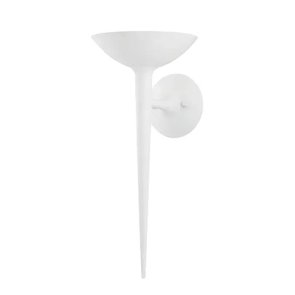 The Cecilia wall sconce reimagines the classic torch candle with smooth, contemporary lines and a refined Gesso White finish. Its compact 8-inch profile and upward light direction make it ideal for intimate spaces.