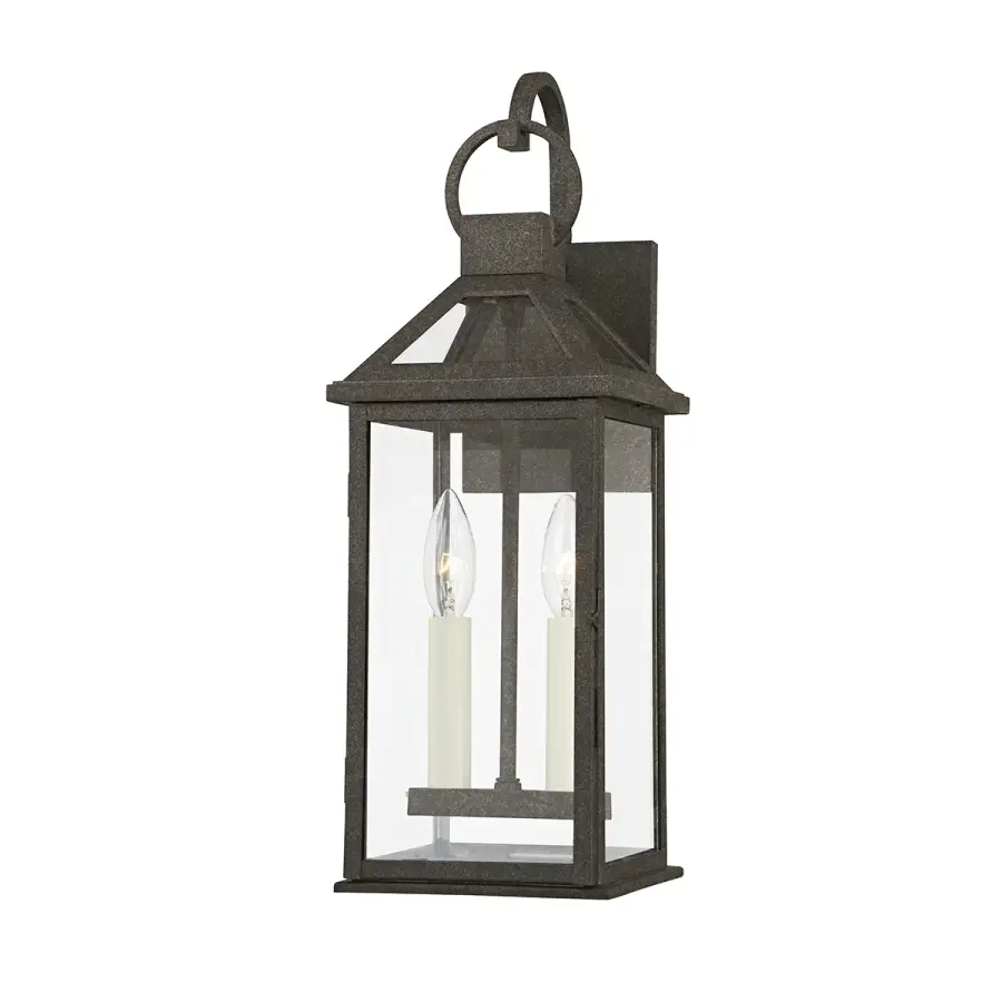 Sanders Two Light Outdoor Wall Sconce in French Iron