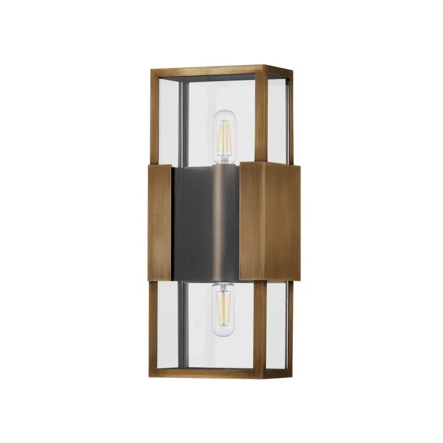 Santa Clara Two Light Outdoor Wall Sconce in Patina Brass