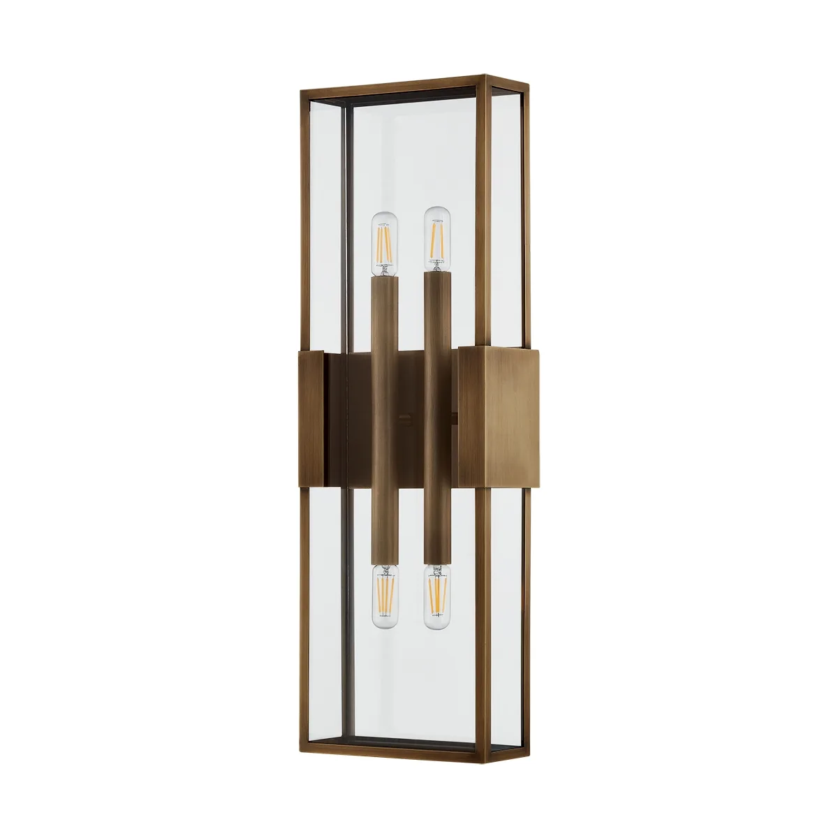 Santa Clara Four Light Outdoor Wall Sconce in Patina Brass