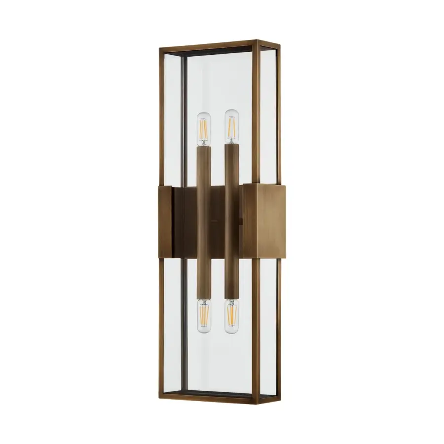 Santa Clara Four Light Outdoor Wall Sconce in Patina Brass
