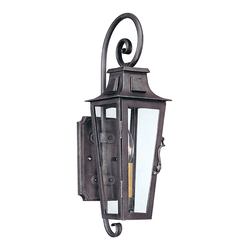 Parisian Square One Light Wall Lantern in Aged Pewter