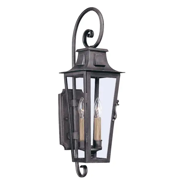 Parisian Square Two Light Wall Lantern in Aged Pewter