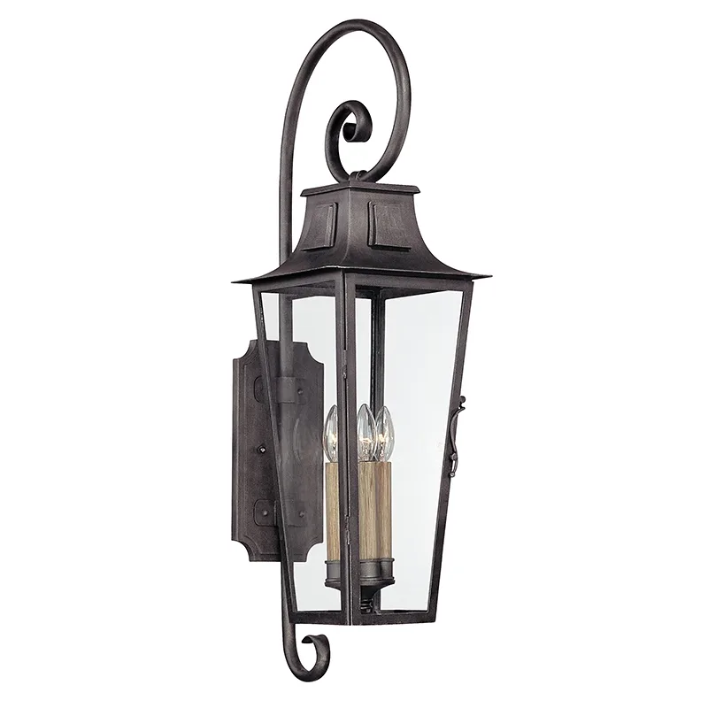 Parisian Square Four Light Wall Lantern in Aged Pewter