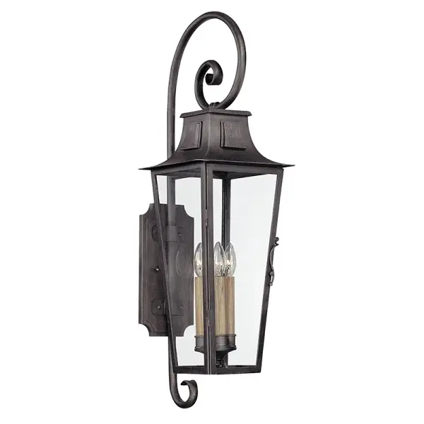 Parisian Square Four Light Wall Lantern in Aged Pewter