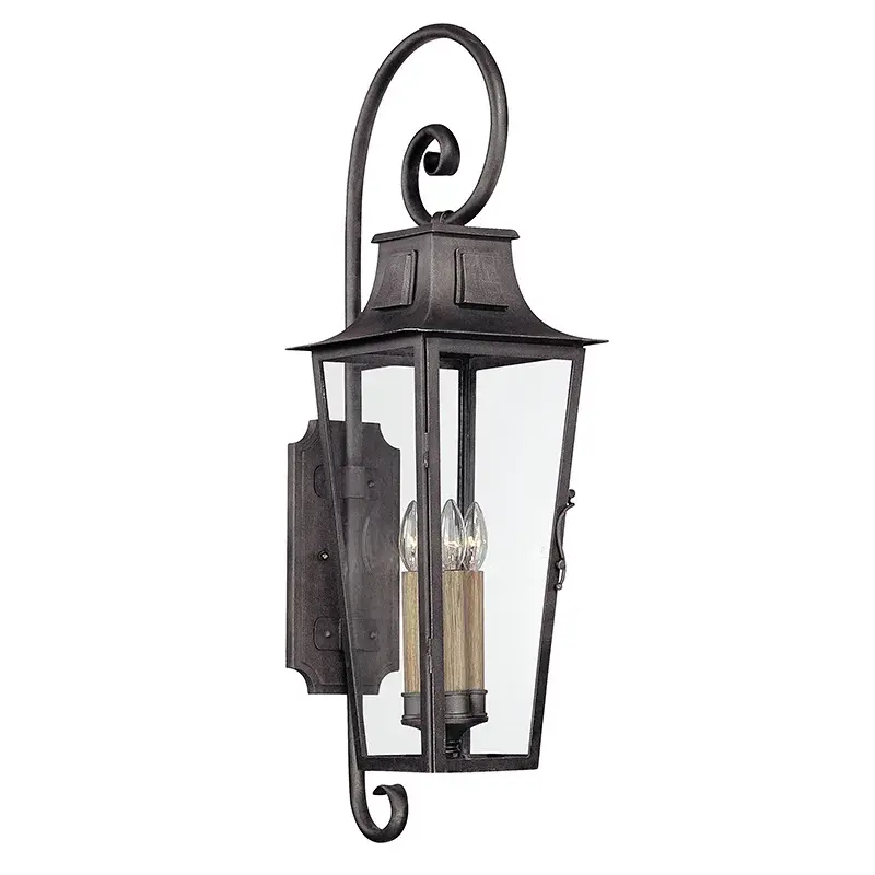 Parisian Square Four Light Wall Lantern in Aged Pewter