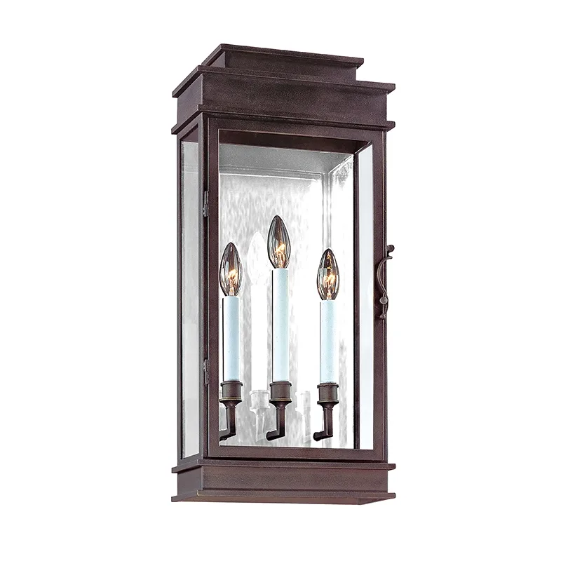 Vintage Three Light Wall Lantern in Vintage Bronze