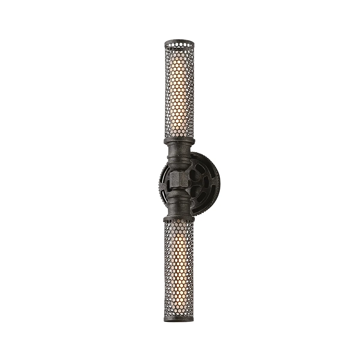 Atlas Two Light Wall Sconce in Aged Pewter