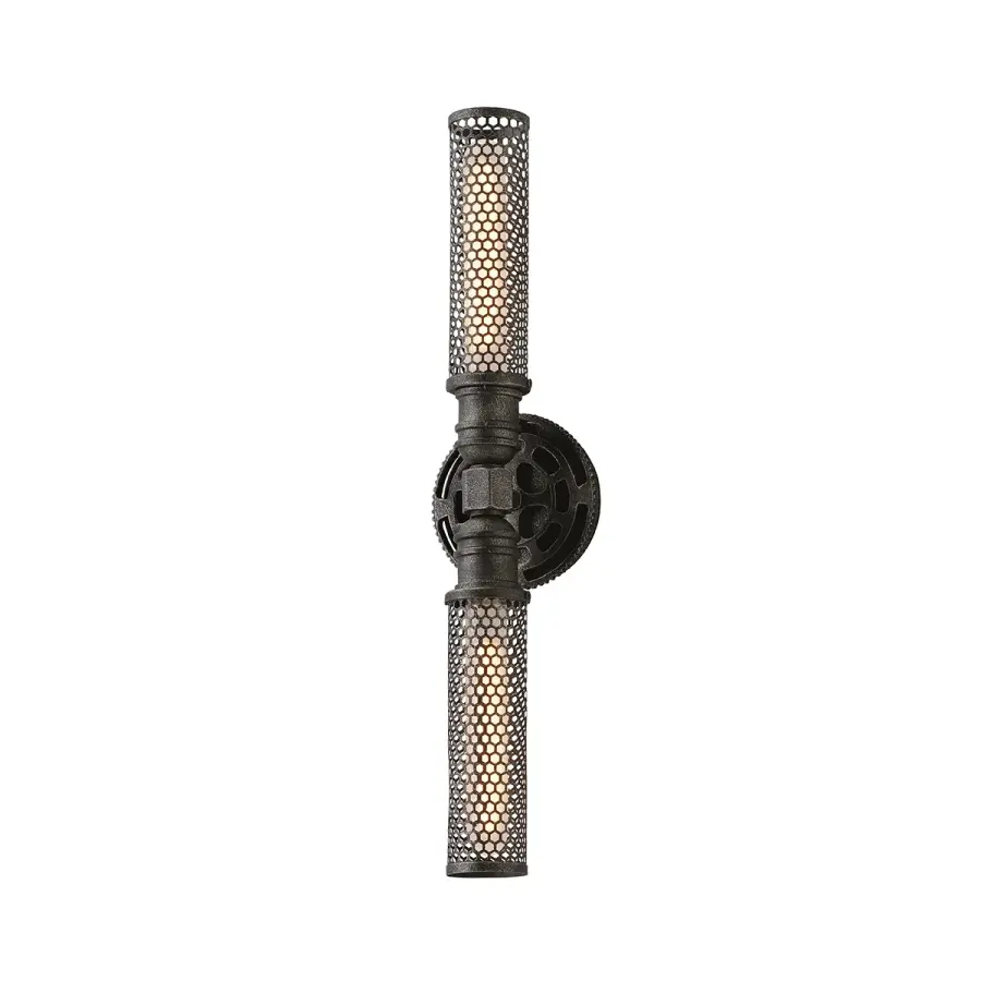 Atlas Two Light Wall Sconce in Aged Pewter