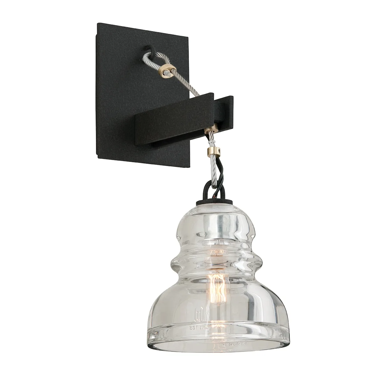Menlo Park One Light Wall Sconce in Textured Iron