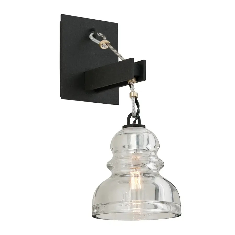 Menlo Park One Light Wall Sconce in Textured Iron