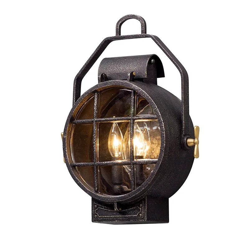 Point Lookout Two Light Wall Lantern in Aged Pewter