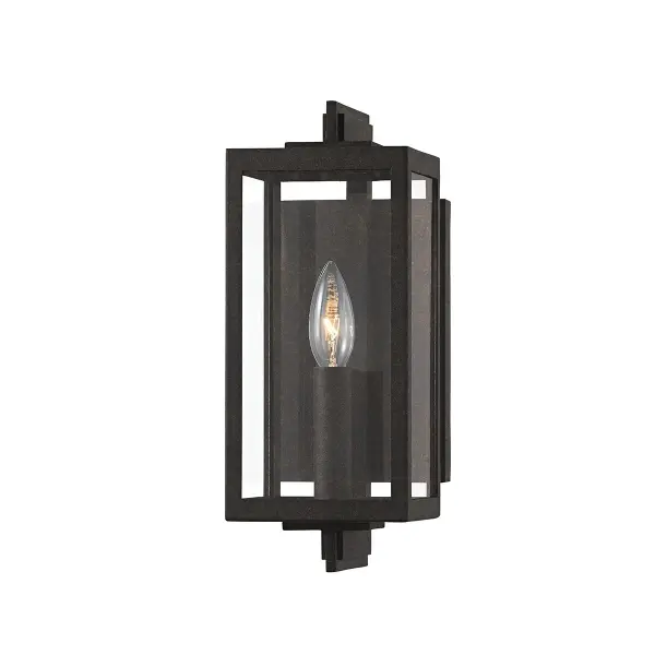 The Nico wall sconce brings modern sophistication to outdoor spaces with its dimensional French Iron finish and clear glass cage design. Compact yet impactful, it works beautifully in both residential and commercial settings.