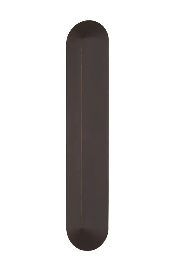 The Ronan LED wall sconce brings contemporary elegance to exterior spaces with its elongated elliptical design and integrated LED technology. The textured bronze finish reveals subtle copper undertones while the concealed LED strip creates a beautiful warm glow.