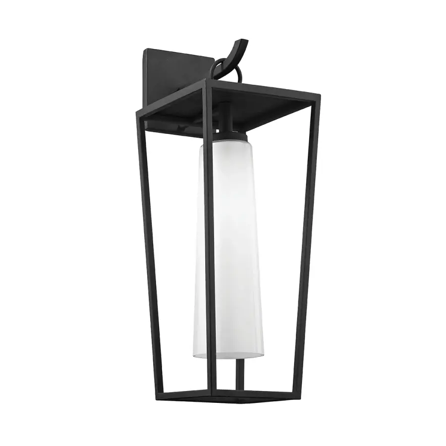 Mission Beach One Light Wall Lantern in Textured Black
