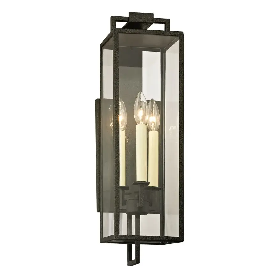 Beckham Three Light Wall Lantern in Forged Iron