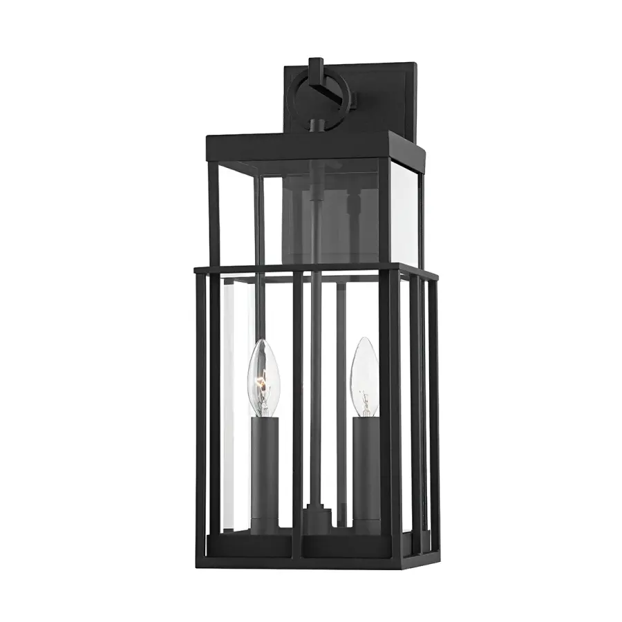 Longport Two Light Outdoor Wall Sconce in Textured Black