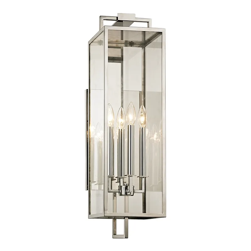 Beckham Four Light Wall Lantern in Polished Stainless