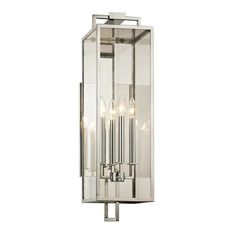 Beckham Four Light Wall Lantern in Polished Stainless