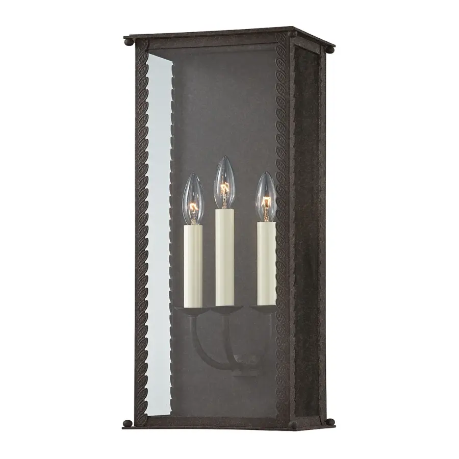 Zuma Three Light Outdoor Wall Sconce in French Iron