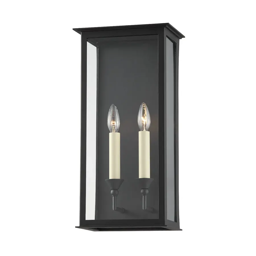 Chauncey Two Light Outdoor Wall Sconce in Texture Black