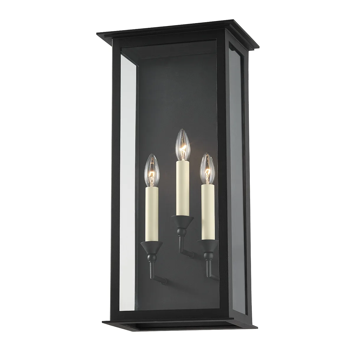 Chauncey Three Light Outdoor Wall Sconce in Texture Black