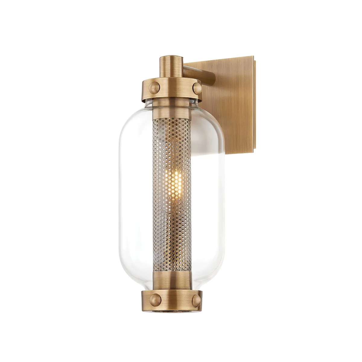 Atwater Outdoor Wall Sconce in Patina Brass