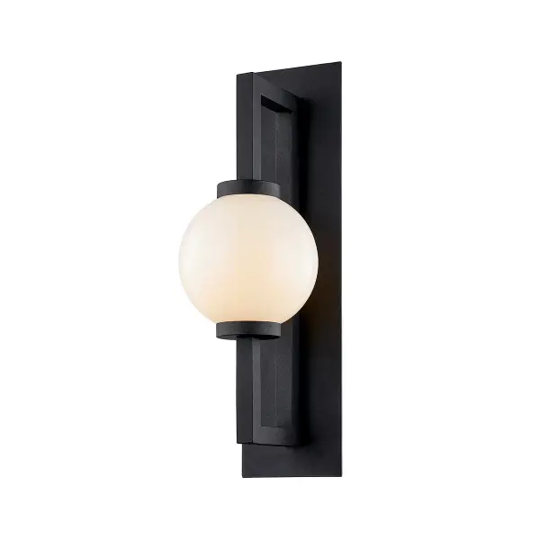 The Darwin wall sconce combines contemporary design with hand-crafted aluminum construction and wet-rated performance. Its compact 6-inch profile and opal glass shade deliver functional lighting for exterior spaces.