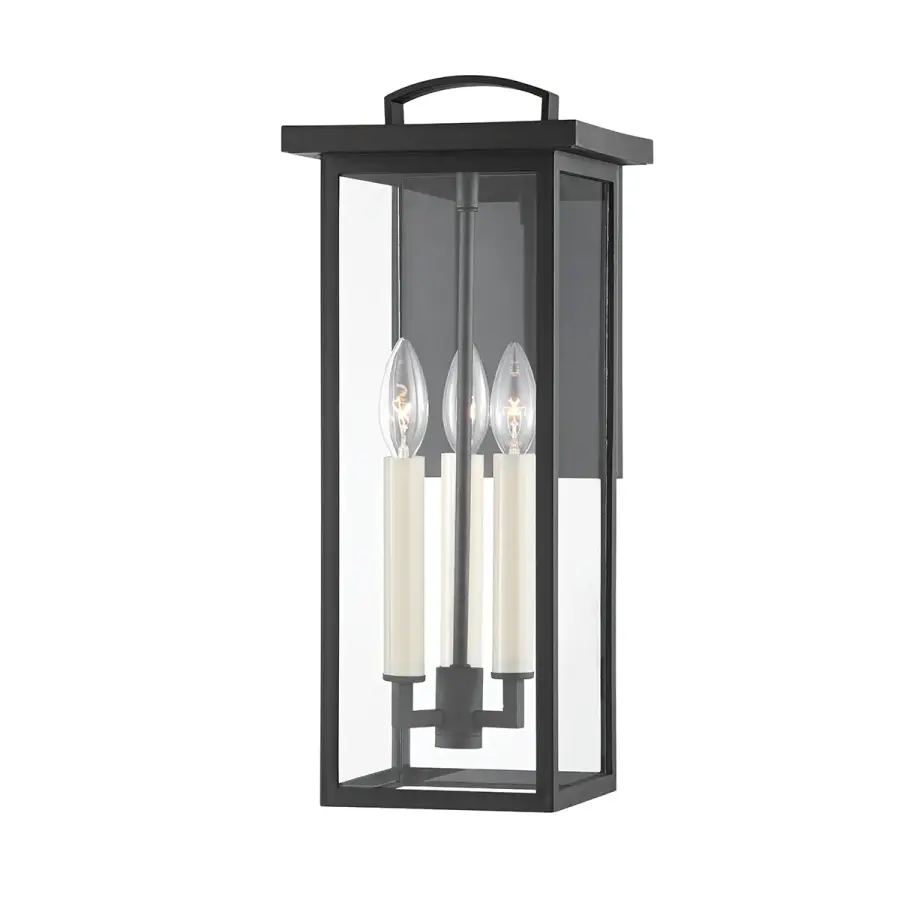 Eden Three Light Outdoor Wall Sconce in Textured Black