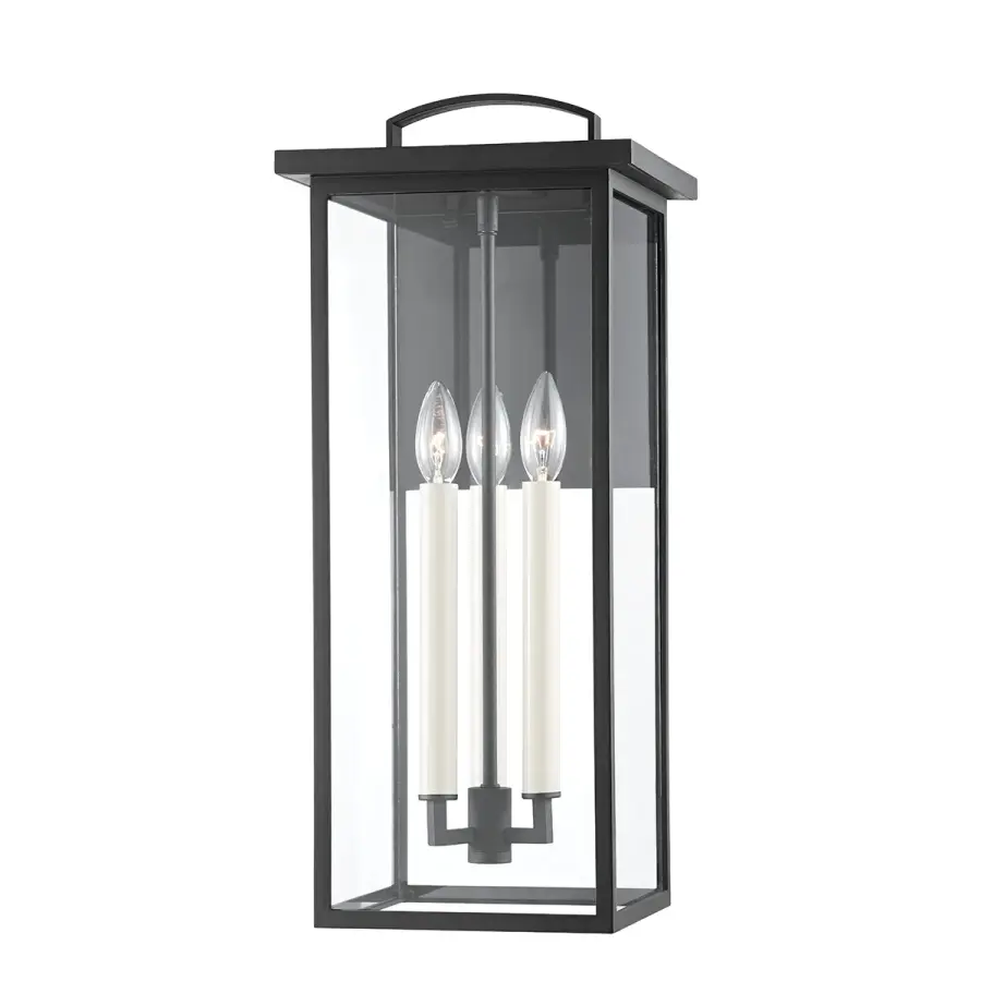 Eden Three Light Outdoor Wall Sconce in Textured Black