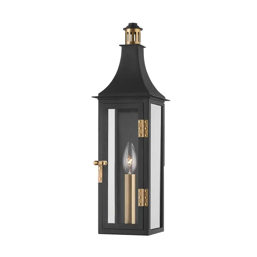 Wes One Light Outdoor Wall Sconce in Patina Brass