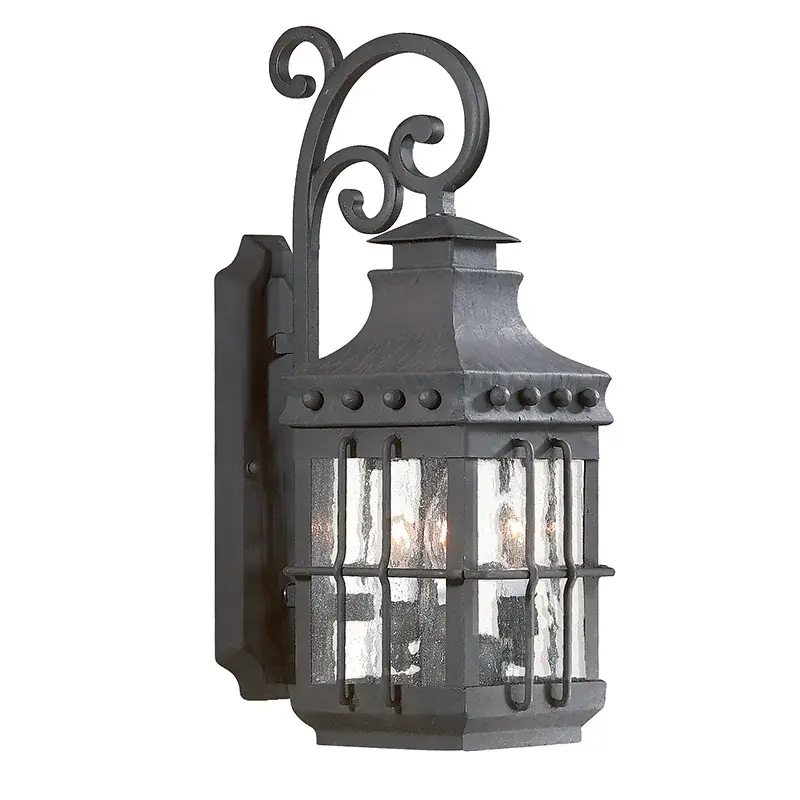 Dover Three Light Wall Lantern in Textured Black