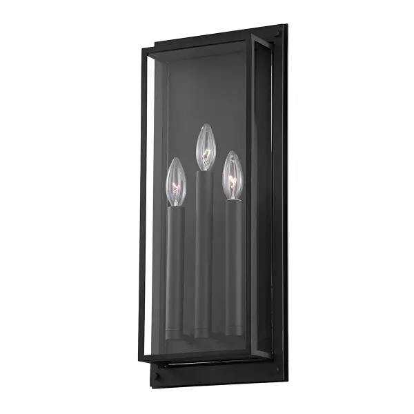 Winslow Three Light Outdoor Wall Sconce in Textured Black