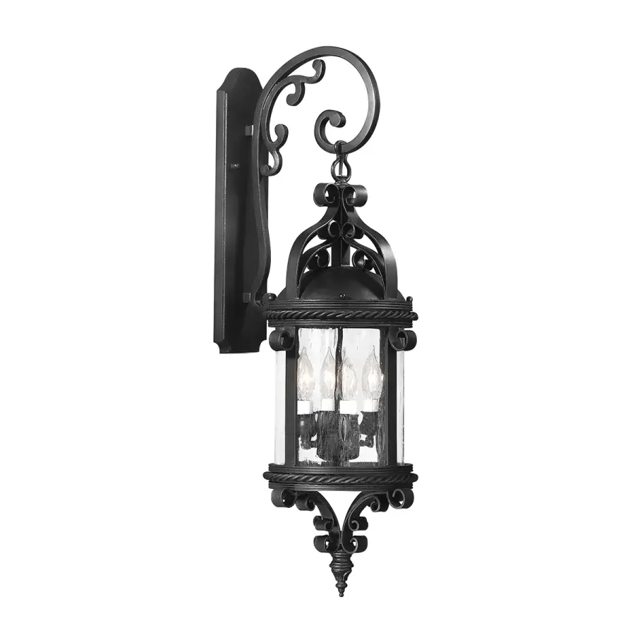 Pamplona Four Light Wall Lantern in Soft Off Black